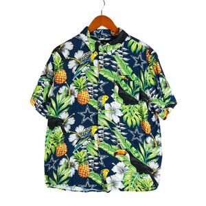 Dallas Cowboys NFL Team‎ Apparel Hawaiian Floral Vacation Green Shirt Mens Large